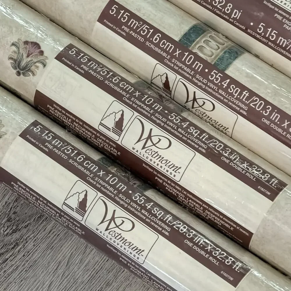 5 rolls 90s Westmount Wallcovering Wallpaper Faux Finish Tuscan Country Floral